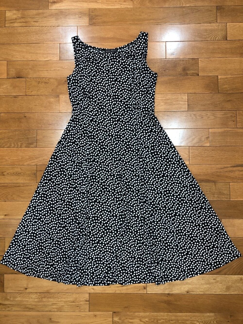 Jessica Howard Sleeveless Fit & Flare Black & White Polka Dot Midi Dress Size 8 - Picture 4 of 9